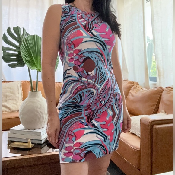 Emilio Pucci Dresses & Skirts - Emilio Pucci Pink & Blue Grasshopper Mini Dress